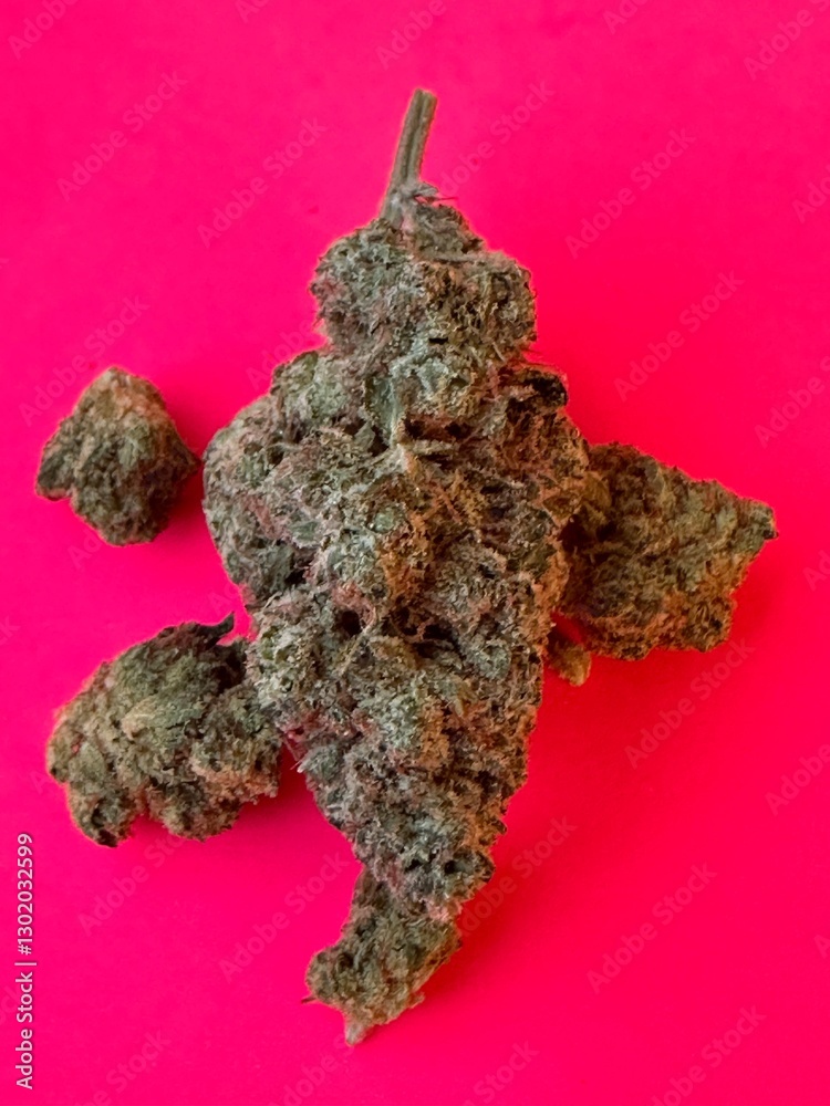 Fototapeta premium Cannabis flower, pink background