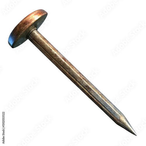 Bent Rusted Nail with a Corroded Metal Surface and Sharp Edge