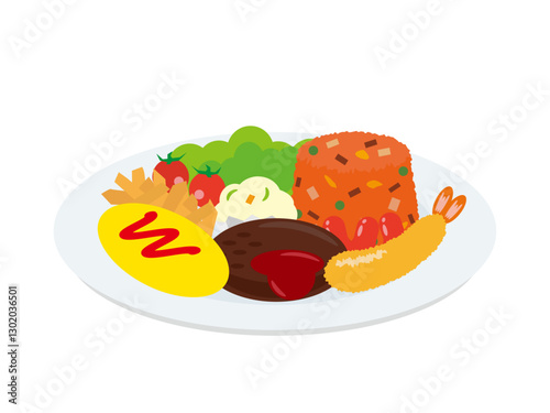 白いプレートのお子様ランチ