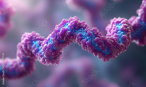 DNA spiral, close-up, scientific illustration
