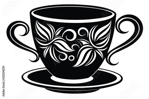 Flat design coffee cup silhouette set