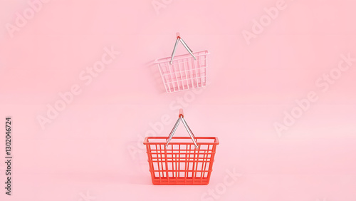 Empty shopping cart icon on white background representing e-commerce and retail shopping photo