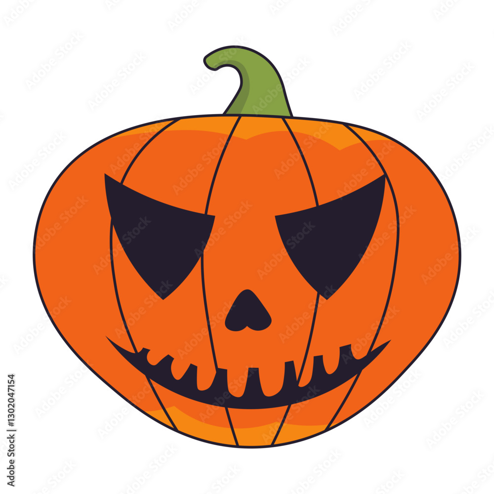 Fototapeta premium Halloween Pumpkin Face Isolated on White Background. Flat Vector Illustration
