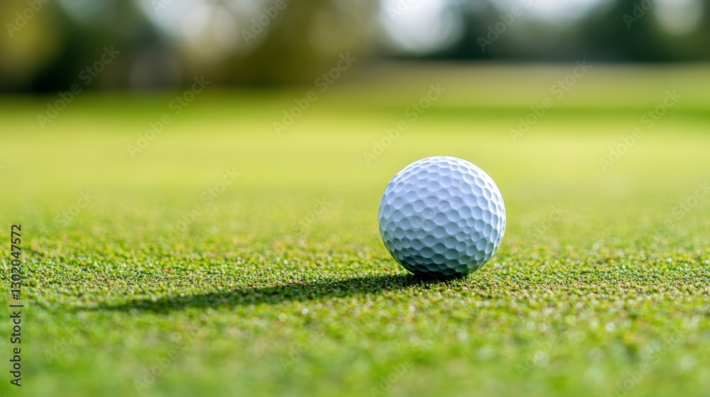 A white golf ball sits on a green grassy field A white golf ball sits on a green grassy field
