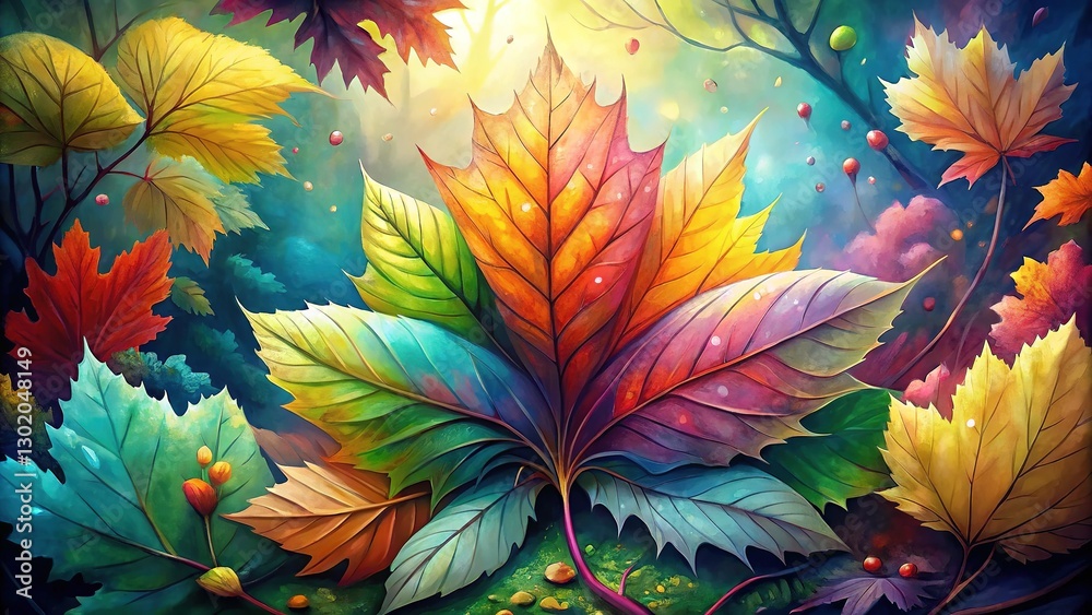 Fairytale Leaf Background Watercolor Art Fairytale Leaf Background Watercolor Art