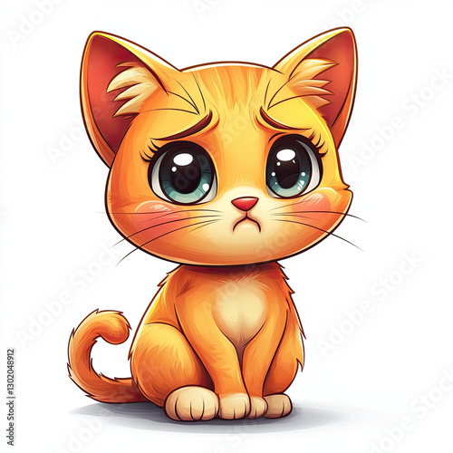 Charming chibi style cat emoji with big eyes and pouty expression