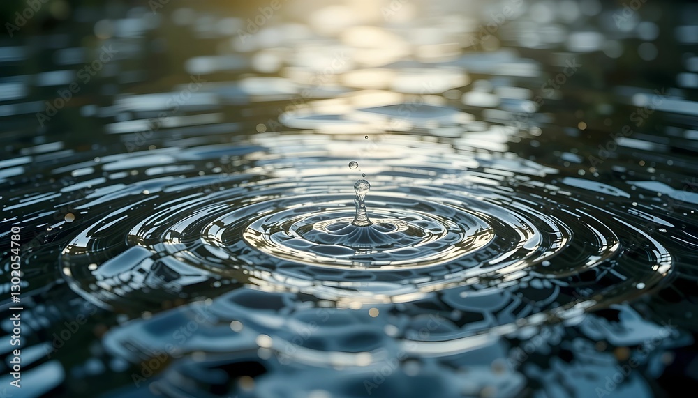 water drop creating ripples in a reflective surface close-up water drop creating ripples in a reflective surface close-up