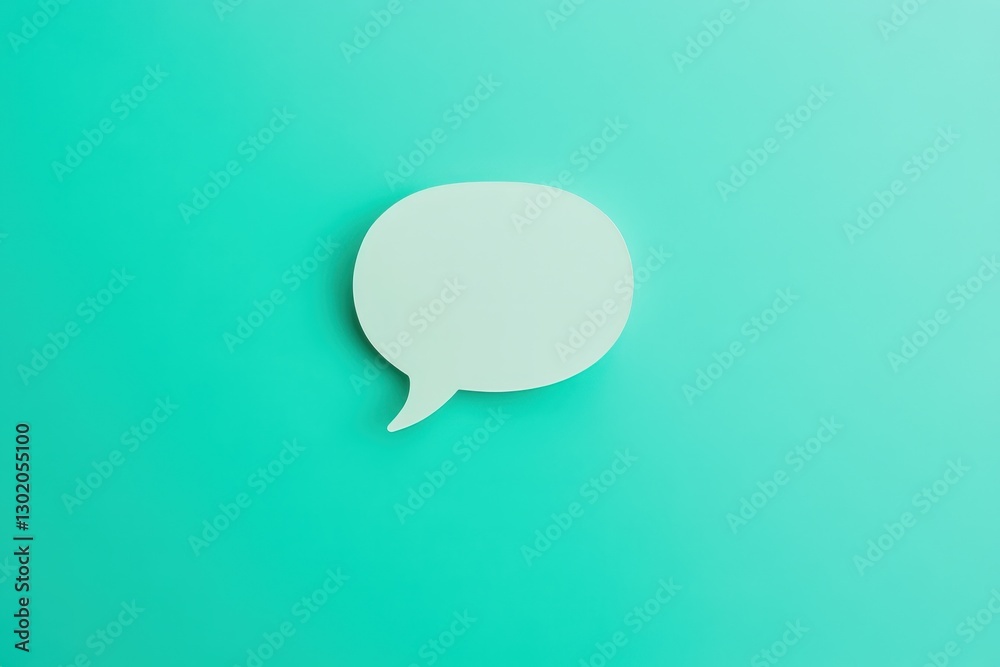A white speech bubble on a vibrant turquoise background is present A white speech bubble on a vibrant turquoise background is present