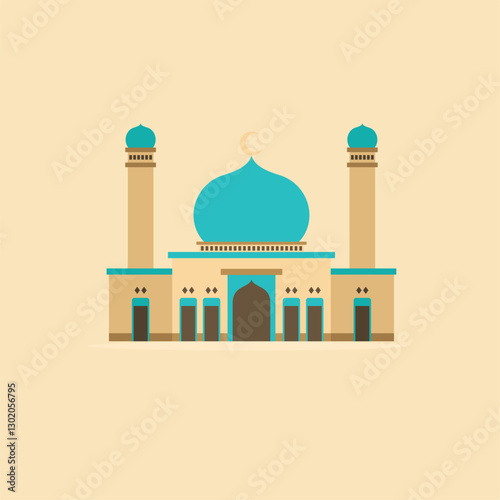 Islamic mosque building vector illustration image. Ramadan Kareem cultural Islamic festival