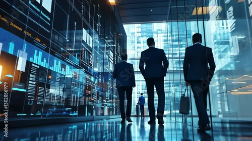 Dynamic Business Environment with Professionals Walking Through a Modern Data Center