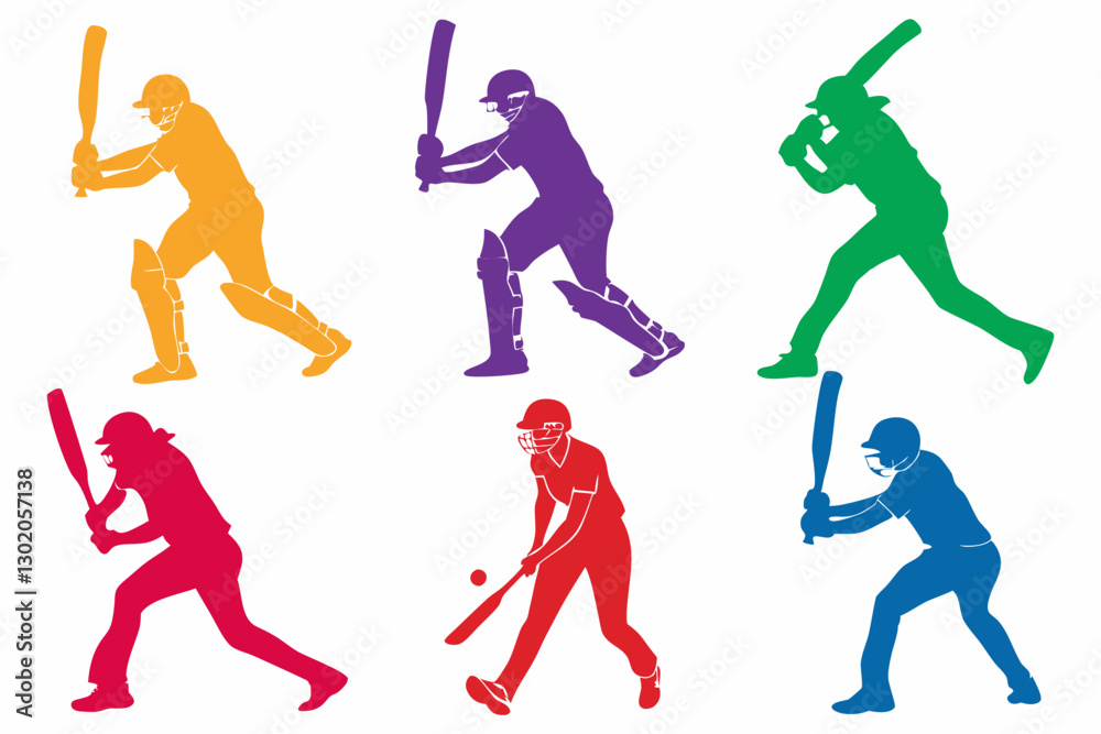 set of Cricket Players Silhouette vector illustration set of Cricket Players Silhouette vector illustration
