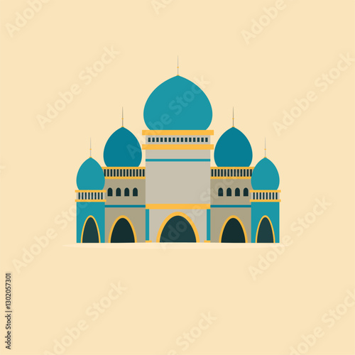 Islamic mosque building vector illustration image. Ramadan Kareem cultural Islamic festival