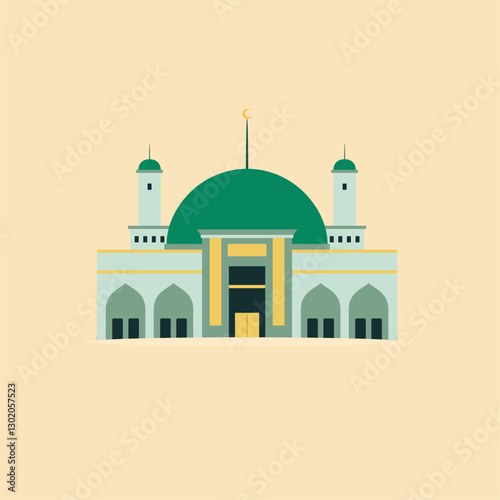 Islamic mosque building vector illustration image. Ramadan Kareem cultural Islamic festival