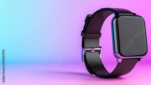 Stylish Black Smart Watch Mockup on Gradient Background photo