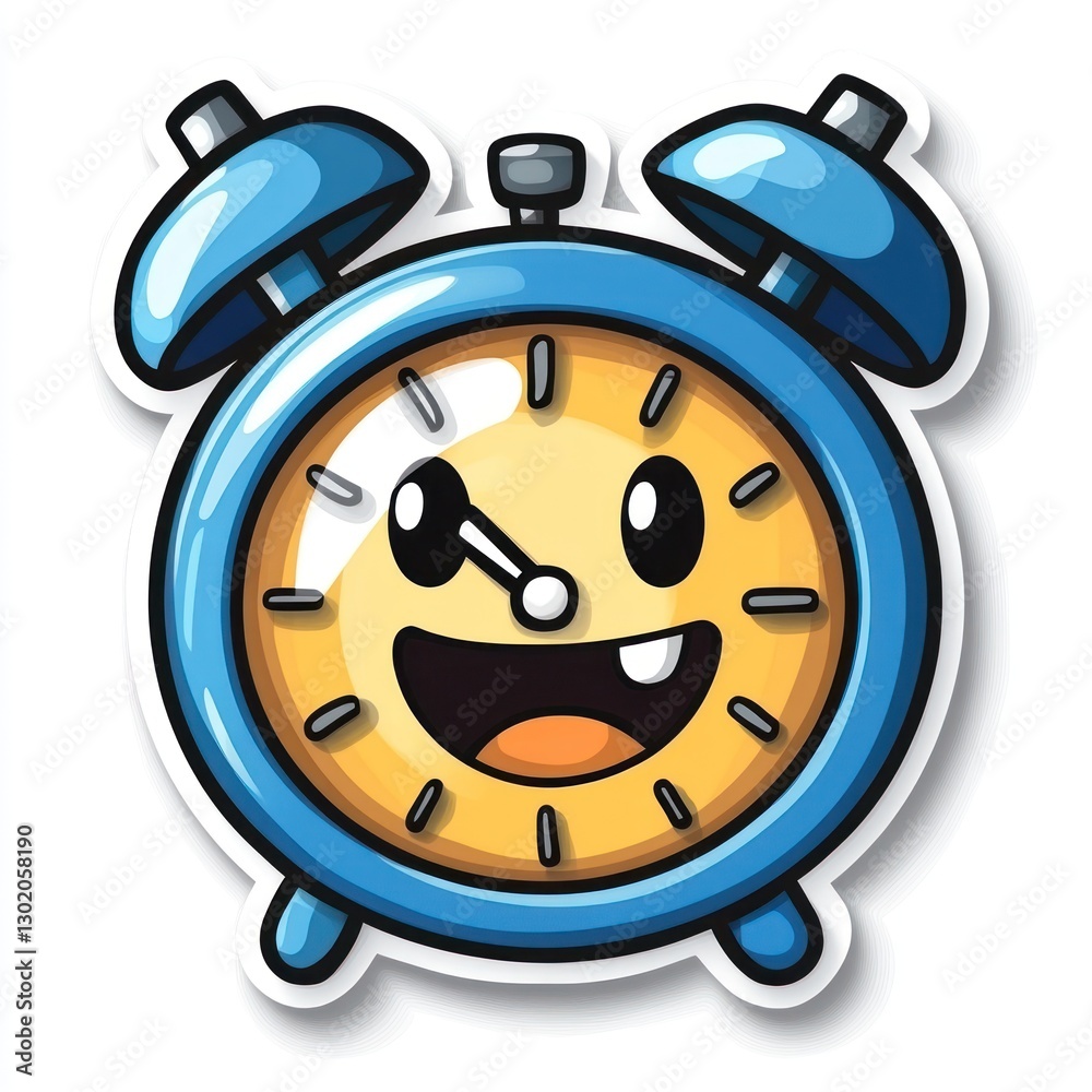Cheerful Cartoon Alarm Clock Sticker Cheerful Cartoon Alarm Clock Sticker