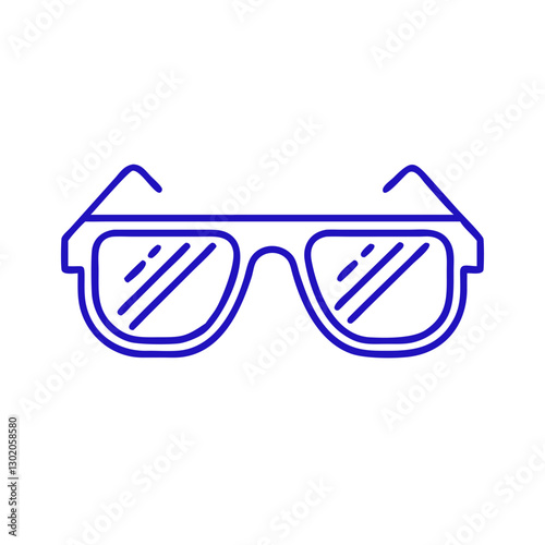 Sunglasses icon with stylish design, blue outline, modern design