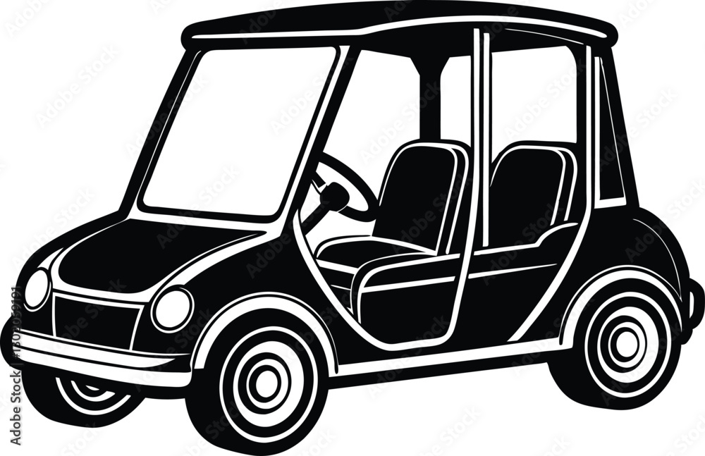 Fototapeta premium Black and white golf car illustration vector