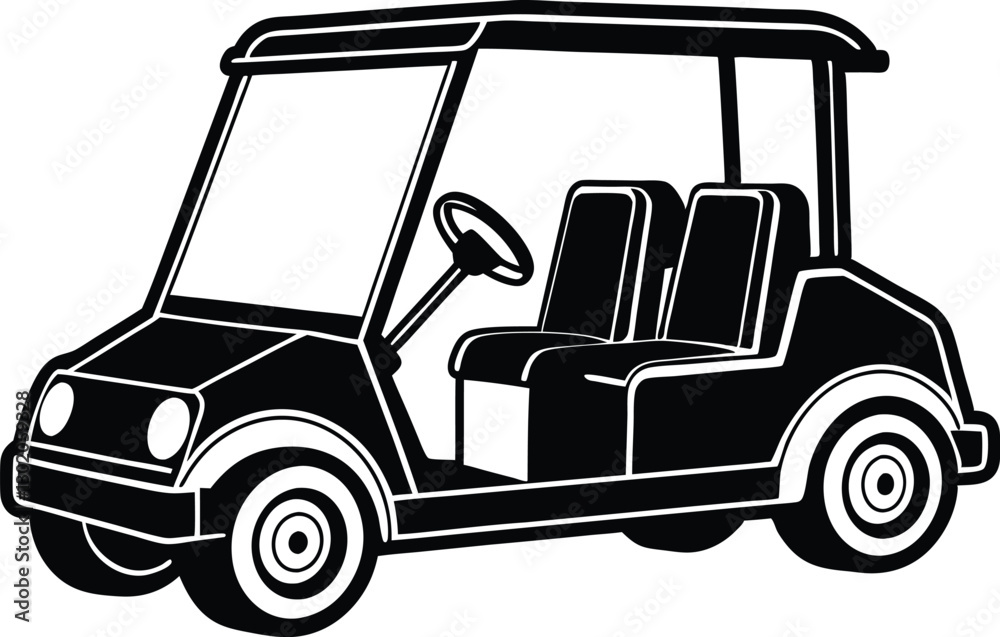 Fototapeta premium Black and white golf car illustration vector