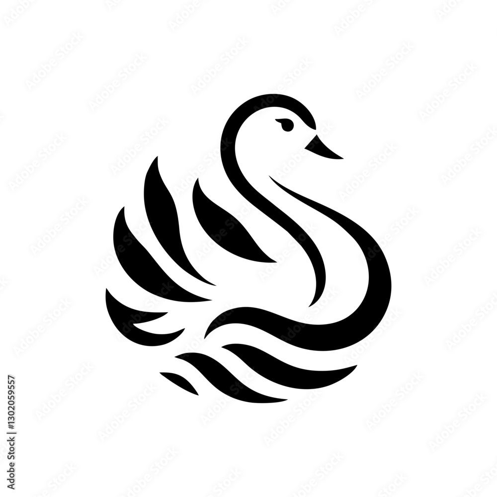 Fototapeta premium Elegant Swan Silhouette with Flowing Lines