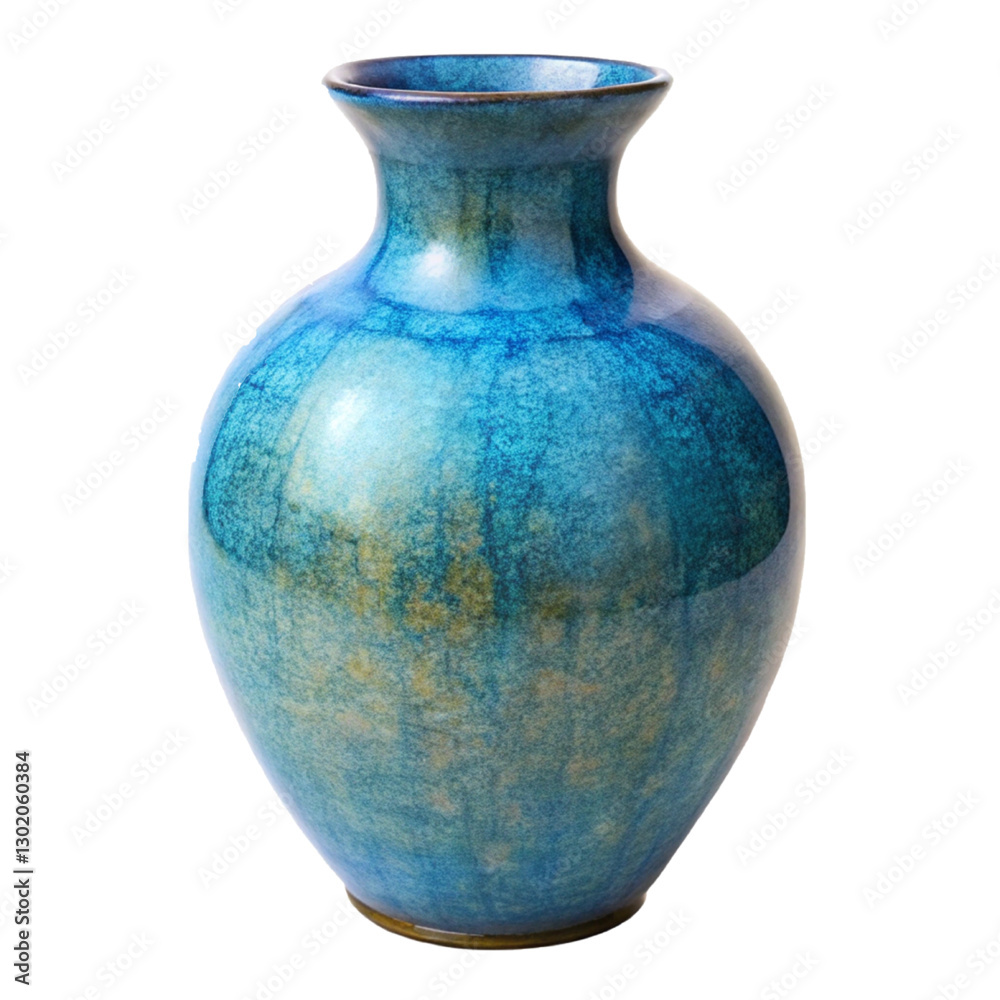 Elegant Blue Ceramic Vase with a Smooth Glossy Glaze and Round Shape Elegant Blue Ceramic Vase with a Smooth Glossy Glaze and Round Shape