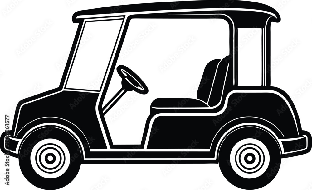 Fototapeta premium Golf Cart Silhouette Illustration