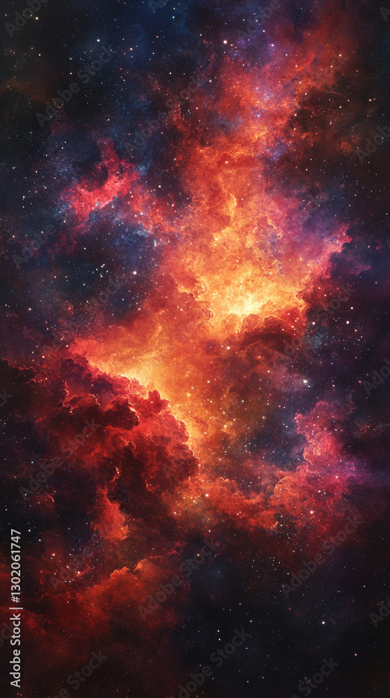 Fototapeta premium Ethereal, vibrant, star-sprinkled cloudscape in tranquil watercolors with a modern daylight feel. Simple tone and blurred background create an empty, peaceful space perfect for captions