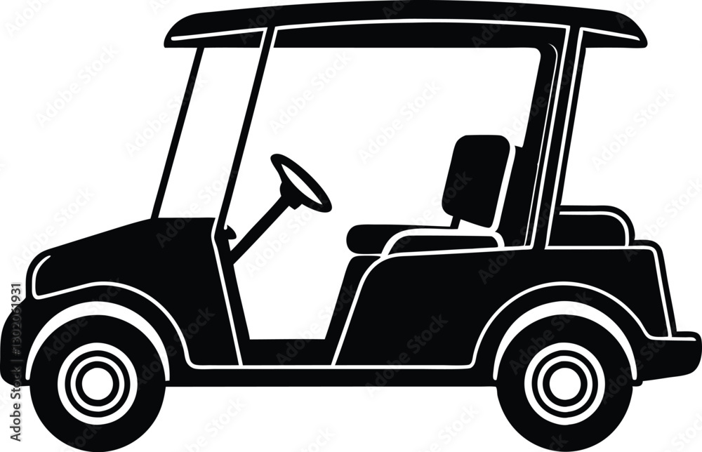Fototapeta premium Golf Cart silhouette Club Car Golf Cart Silhouette vehicle Vector Illustration Hobby golf cart