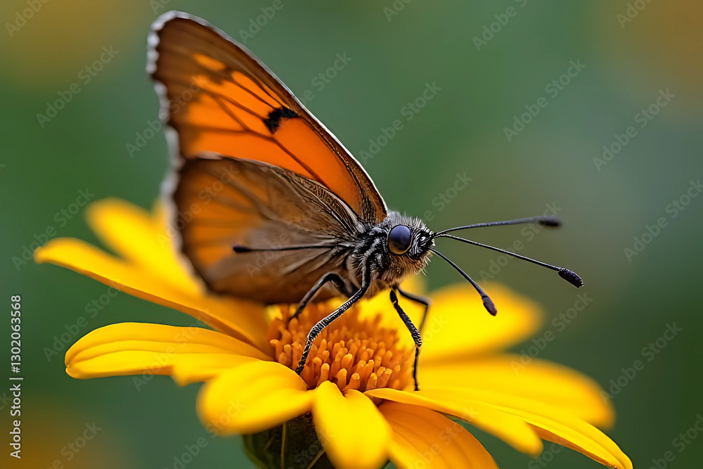 Fototapeta premium butterfly on yellow flower