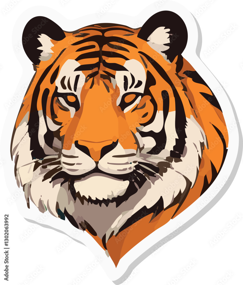 Fototapeta premium Stickers exotic tigers in cartoon retro style with isolated transparent background