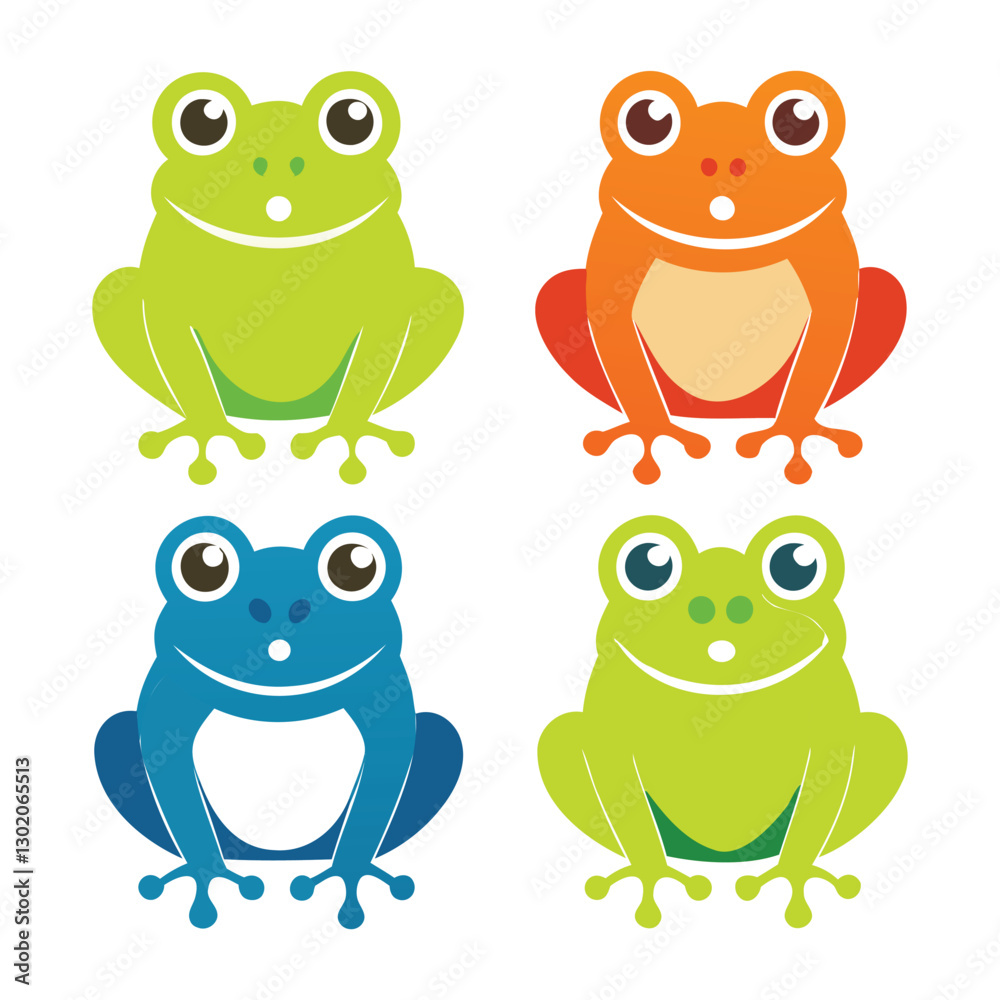set of 4 Frog icons of vector illustration isolated on a white background set of 4 Frog icons of vector illustration isolated on a white background