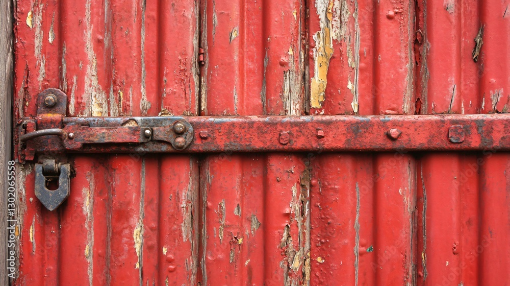 Rusted Red Metal Door with Old Latch and Peeling Paint Rusted Red Metal Door with Old Latch and Peeling Paint