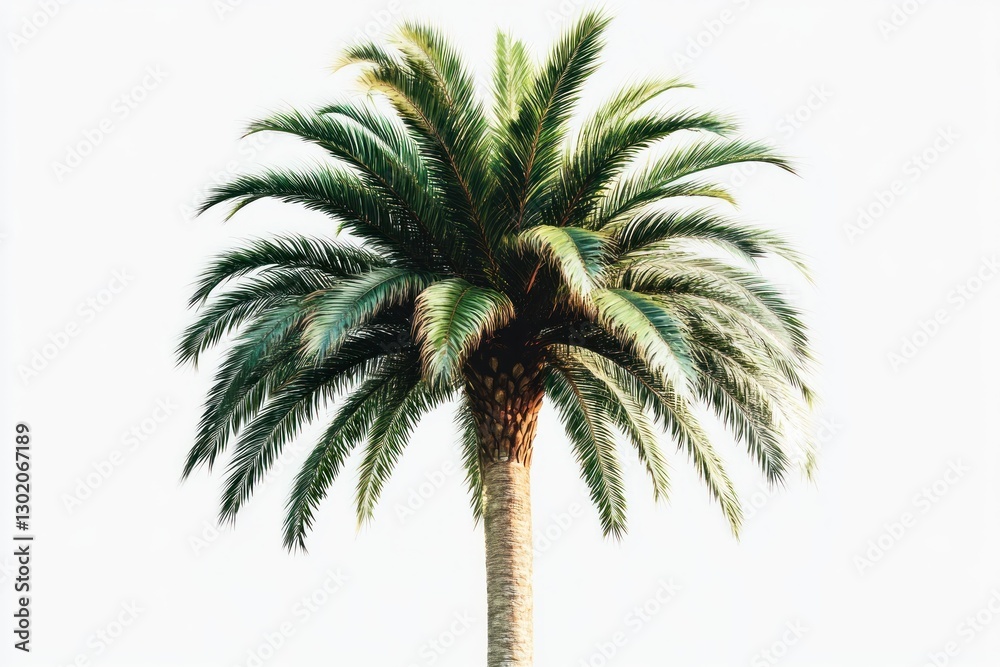 Obraz premium Isolated lush green palm tree on white background.