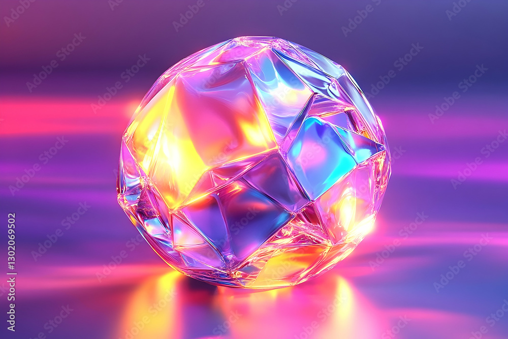 Abstract gem sphere in vibrant colors