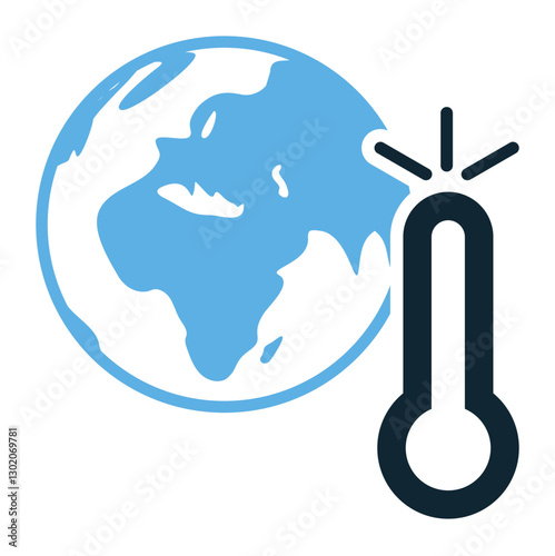 Climate change icon vector symbolizing global warming, environmental impact, and sustainability. Ideal for ecology, conservation, and awareness projects.