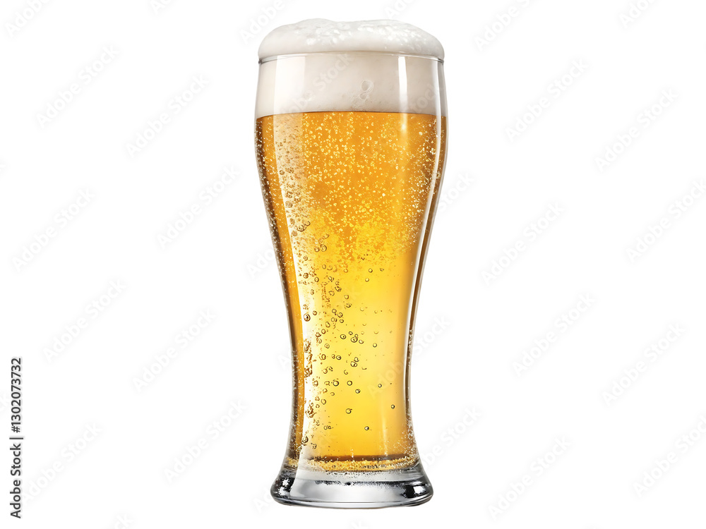Golden Beer in Classic Glass with Frothy Head for Relaxation and Enjoyment. Golden Beer in Classic Glass with Frothy Head for Relaxation and Enjoyment.