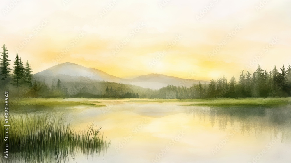 Breathtaking mountain lake scenery, a tranquil escape into nature's beauty serene Breathtaking mountain lake scenery, a tranquil escape into nature's beauty serene