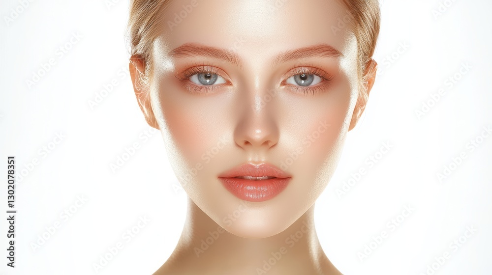Radiant woman with vibrant makeup and a bright complexion, beauty portrait Radiant woman with vibrant makeup and a bright complexion, beauty portrait