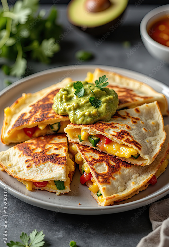 Mexican Quesadillas, cheese, guacamole, for websites, blogs, recipe books, culinary publications Mexican Quesadillas, cheese, guacamole, for websites, blogs, recipe books, culinary publications