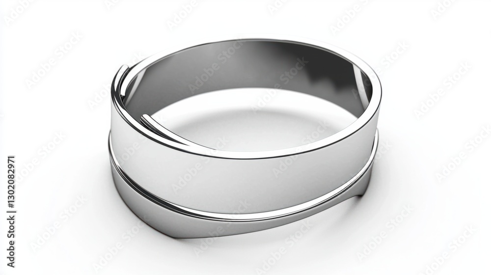 Elegant Silver Band Ring on Minimalist Background Display Elegant Silver Band Ring on Minimalist Background Display