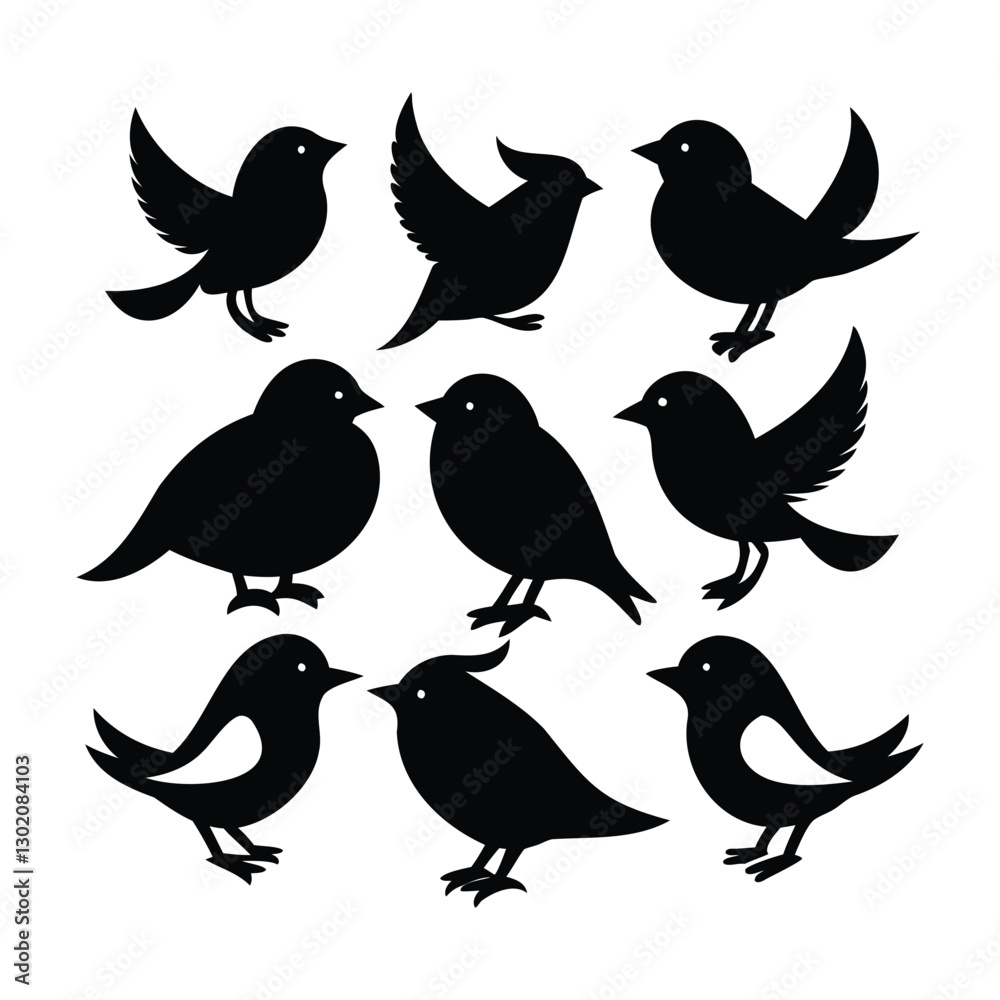Obraz premium set of bird icons silhouette vector illustration isolated on white background