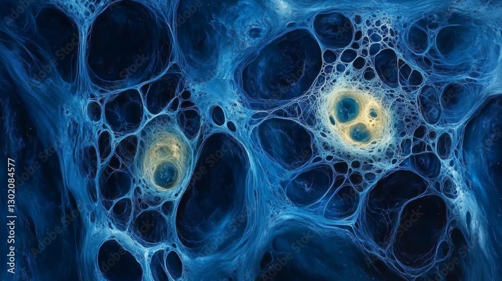 Ethereal swirls of cerulean and navy blue paints creating cosmic patterns, intentional paint separation showing cellular structures, grungy texture adding raw artistic quality, professional lighting Ethereal swirls of cerulean and navy blue paints creating cosmic patterns, intentional paint separation showing cellular structures, grungy texture adding raw artistic quality, professional lighting