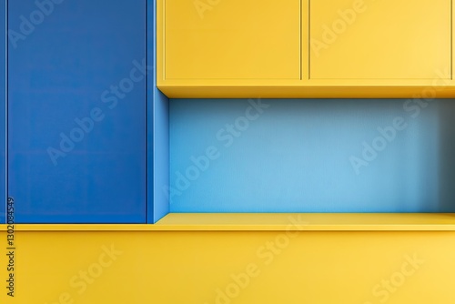 Flawless Picture of Yellow and Blue Geomtric Cupboards