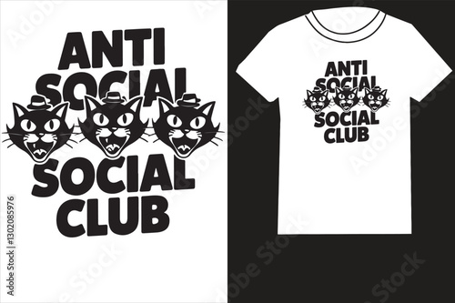 Anti social  club t shirt design
