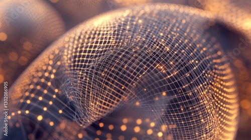 Macro view of complex spherical mesh showing multiple intersecting grid systems, glowing nodal points at line intersections, transparent wireframe layers creating dimensional depth, mathematical