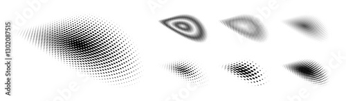 Collection of Black dots halftone design element, Vector.