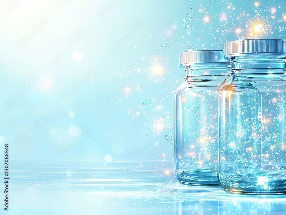 Obraz premium Glass jars with sparkling light effect
