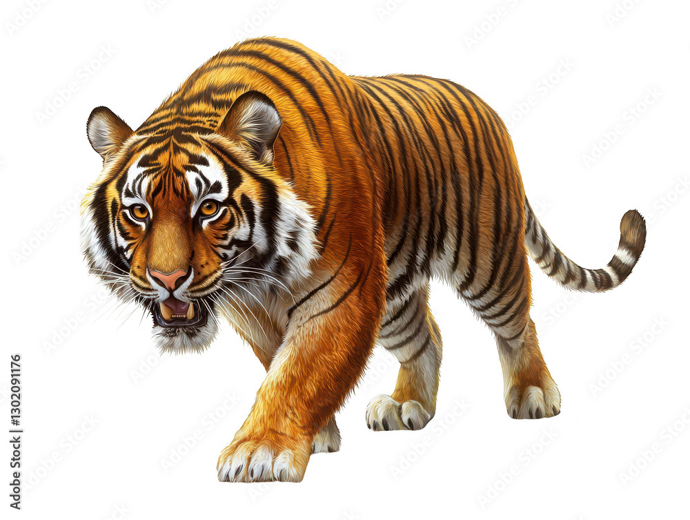 Obraz premium Captivating tiger prowls across a dark background, stunning display of wildlife photography