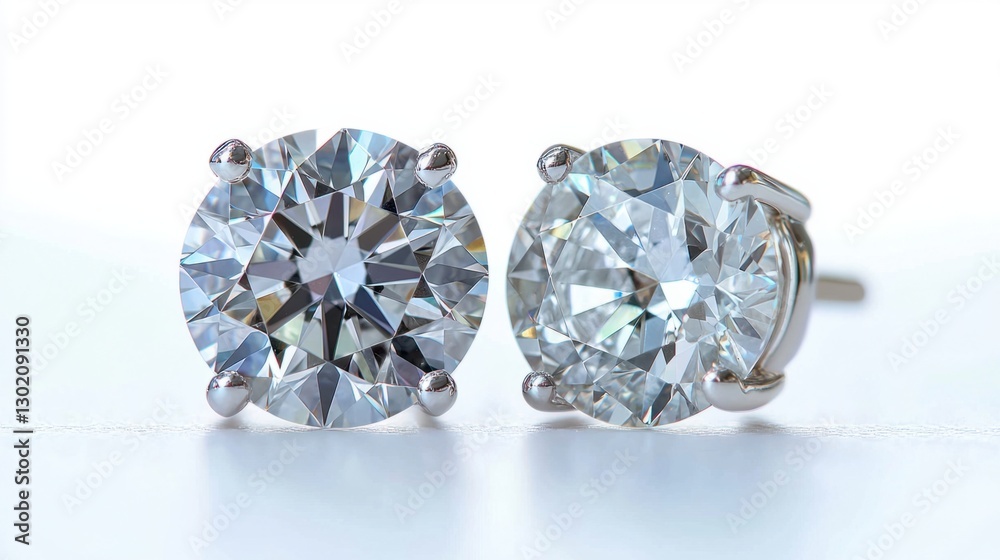 Elegant Round Diamond Stud Earrings on a Bright Background Elegant Round Diamond Stud Earrings on a Bright Background