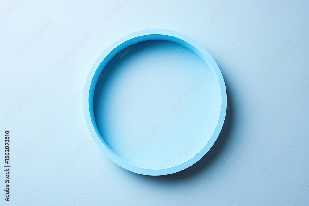 A blue circular object sits centered on a blue background A blue circular object sits centered on a blue background
