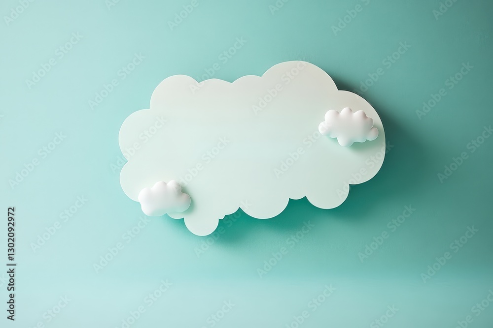 A white cloud shape with small clouds against a blue background A white cloud shape with small clouds against a blue background
